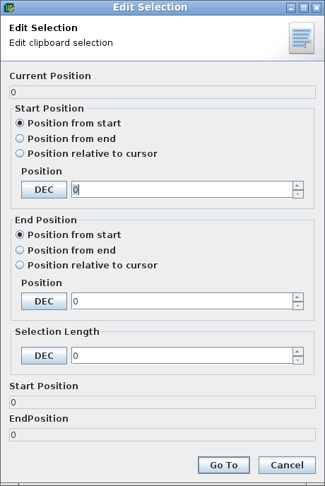 Edit Selection Dialog