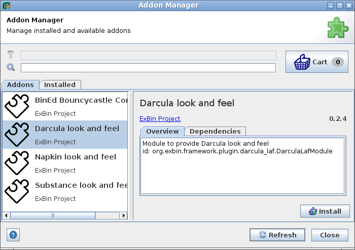 Addon Manager Dialog Addon Manager Dialog