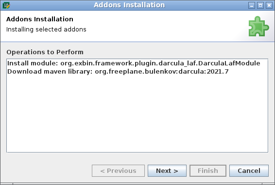 Addon Operation Dialog Addon Operation Dialog
