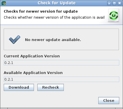 Check for Update Dialog Check for Update Dialog