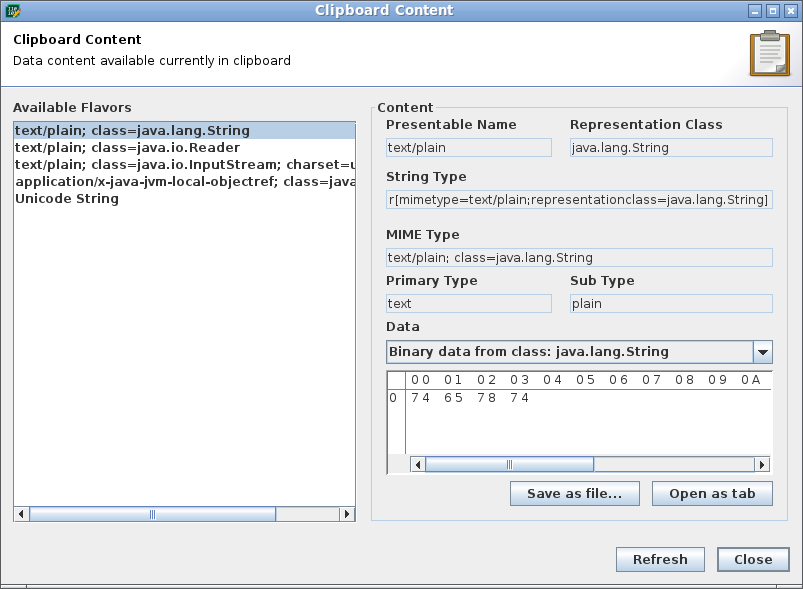 Clipboard Content Dialog Clipboard Content Dialog