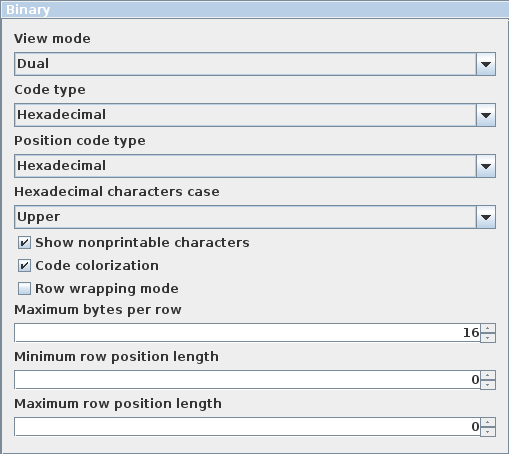 Code Area Options Code Area Options