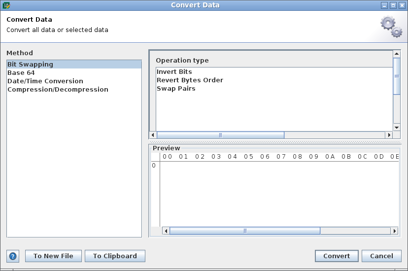 Convert Data Dialog Convert Data Dialog