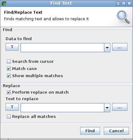 Find Text Dialog Find Text Dialog